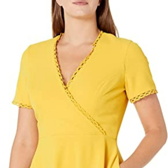 Dress The Population Dominique Fit & Flare Dress in Yellow (XXL) - Picture 2 of 11